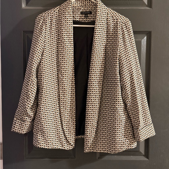 Notations Women’s Black Tan and White Geometric Blazer Size Medium - Picture 1 of 4